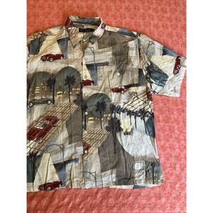 Tori Richard‎ Printed Shirt Multicolor Cars print Hawaiian XL Vintage Corvette